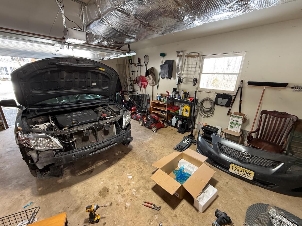 Toyota front end teardown in garage